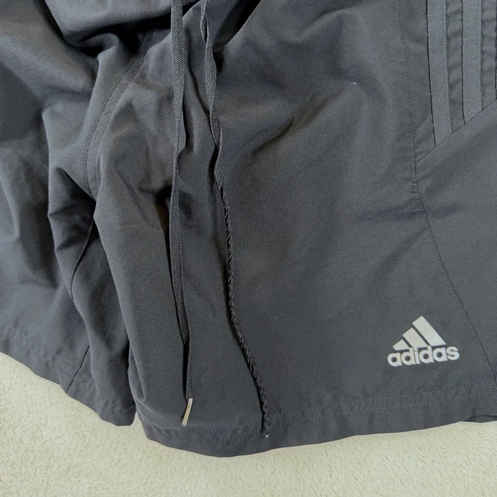 Adidas Mens Running Shorts Black on Black 3-Stripe Mesh Liner XL V11605